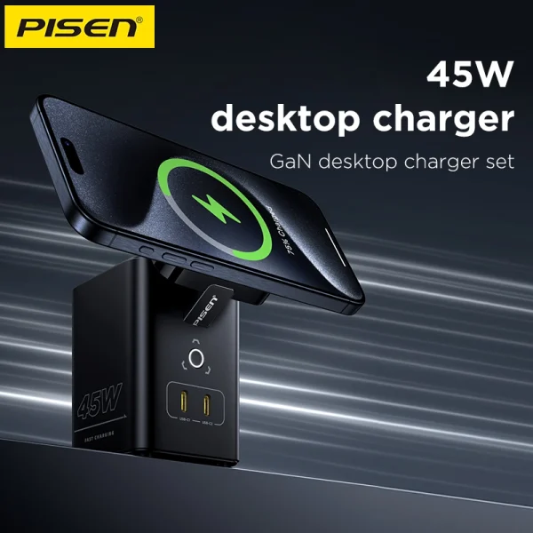 TRẠM SẠC 45W PISEN DESTOP MAGSTATION TP-C25 (BH18T) - Ảnh 2