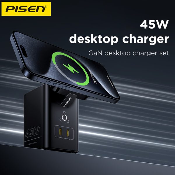 TRẠM SẠC 45W PISEN DESTOP MAGSTATION TP-C25 (BH18T) - Ảnh 2