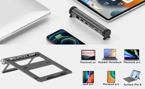KỆ MÁY TÍNH WIWU KÈM HUB 8 IN 1 USB-C Docking Station A821 (BH6T) - Ảnh 3