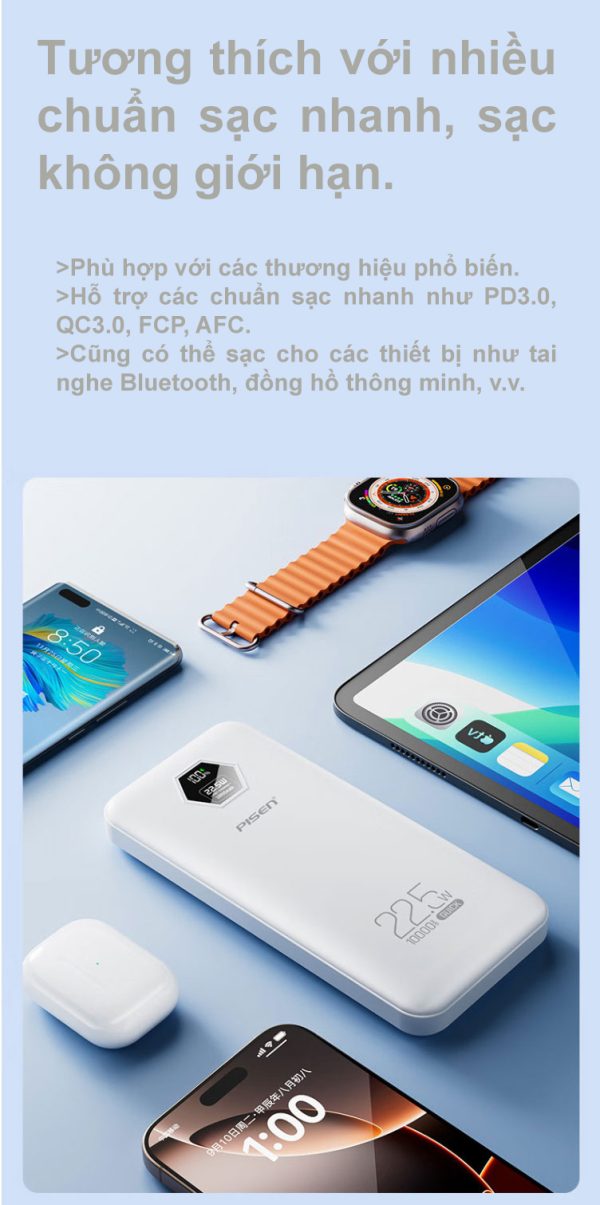 PIN DỰ PHÒNG 10.000mAh 22.5W PISEN TP-D183 (BH18T) - Hình ảnh 3