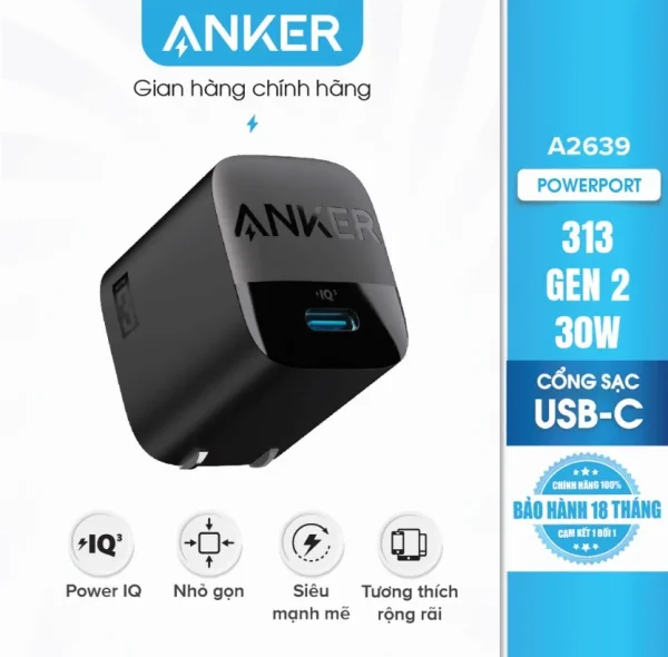 CỦ SẠC 30W ANKER 313 CHARGER CHÍNH HÃNG (BH5N) - Ảnh 4