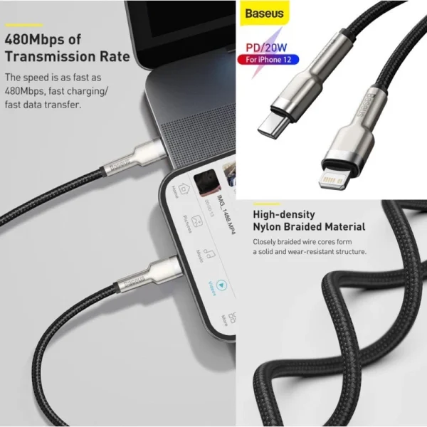 CÁP BASEUS METAL C TO LIGHTNING(BH6T) - Ảnh 3