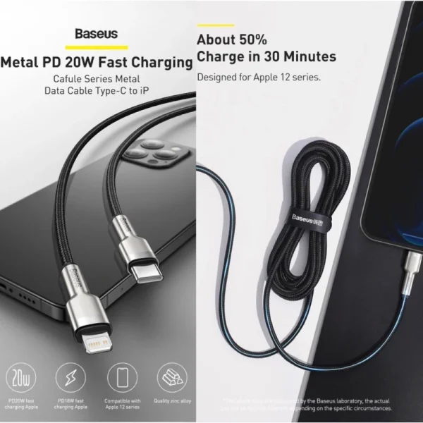 CÁP BASEUS METAL C TO LIGHTNING(BH6T) - Ảnh 4